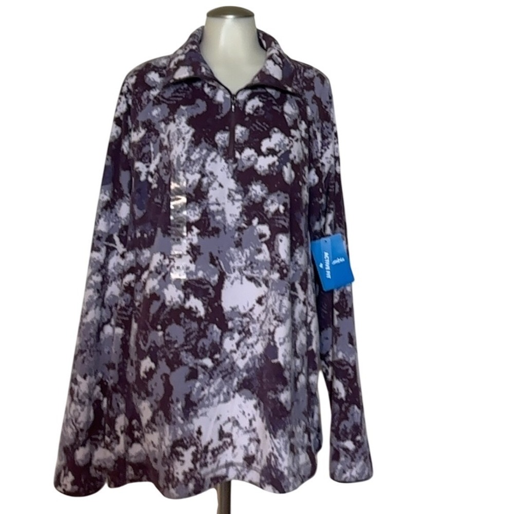 Columbia Womens 1/2 Zip Long Sleeve Fleece Pullover Purple lavender print XL NWT